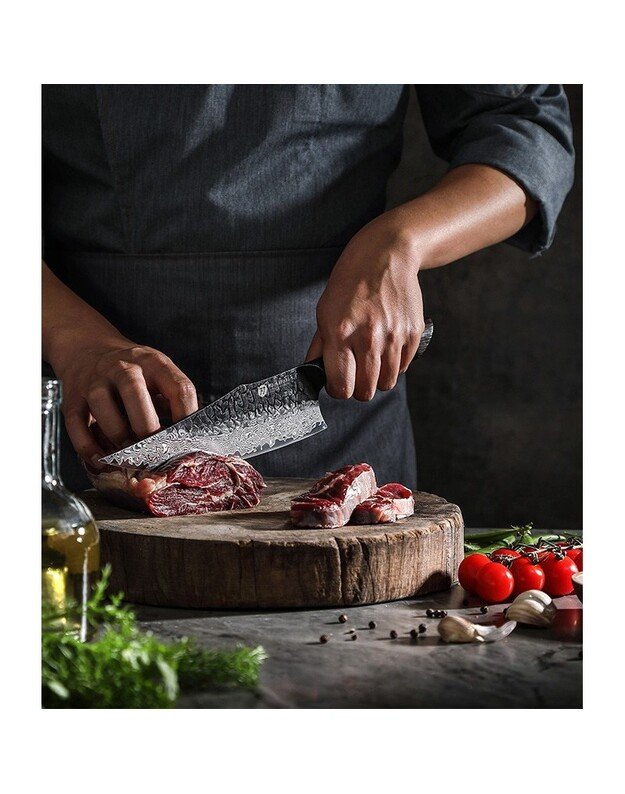Damasko plieno peilis Kamazaki Chef Knife, KZ50KN, 22 cm, NEMOKAMAS PRISTATYMAS! 4