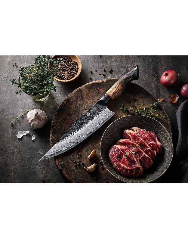 Damasko plieno peilis Kamazaki Chef Knife, KZ50KN, 22 cm, NEMOKAMAS PRISTATYMAS! 3