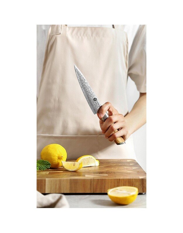 Damasko plieno peilis Kamazaki Utility Knife KZ39KN, 13 cm, NEMOKAMAS PRISTATYMAS! 2