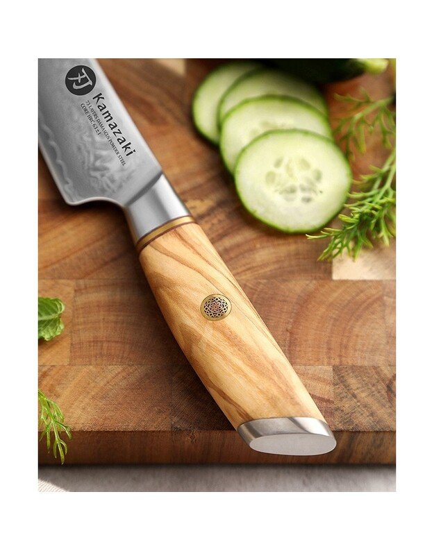 Damasko plieno peilis Kamazaki Utility Knife KZ39KN, 13 cm, NEMOKAMAS PRISTATYMAS! 1