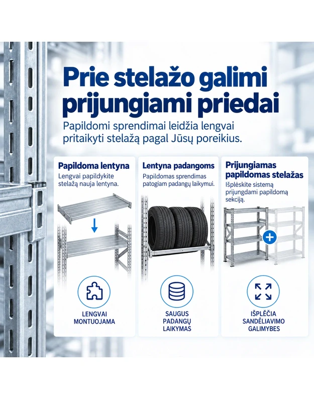 METALSISTEM SUPER 1-2-3 papildomas rėmas 200 × 50 cm