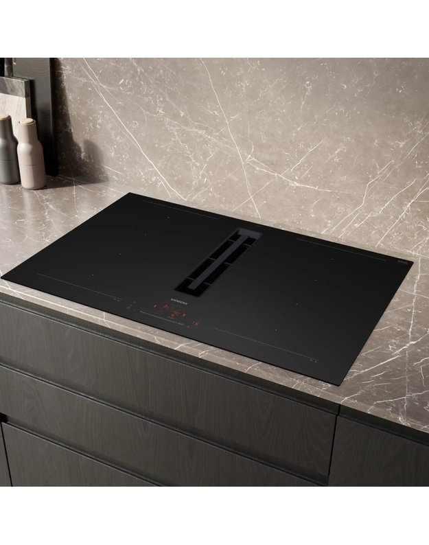 Siemens EX81AHL26E iQ700 Matt Edition indukcinė kaitlentė su integruotu gartraukiu, 80 cm, flexInduction, Home Connect