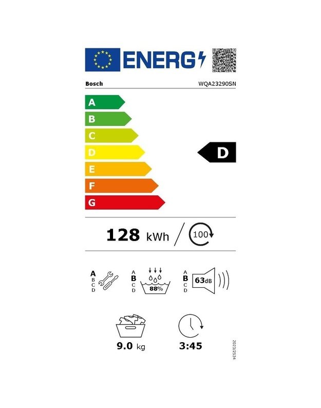 Bosch WQA23290SN Serie 4 džiovyklė su šilumos siurbliu, 9 kg, AutoDry, EasyClean, D klasė