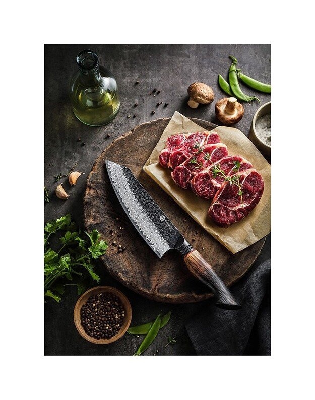 Damasko plieno peilis Kamazaki Santoku Knife, KZ49KN, 19 cm, NEMOKAMAS PRISTATYMAS! 3