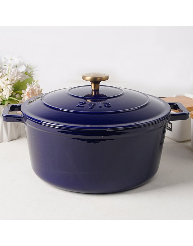 Apvalus emaliuotas ketaus puodas ZY020BLKI ,6 l
