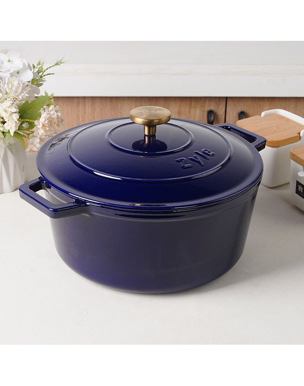Apvalus emaliuotas ketaus puodas ZY020BLKI ,6 l