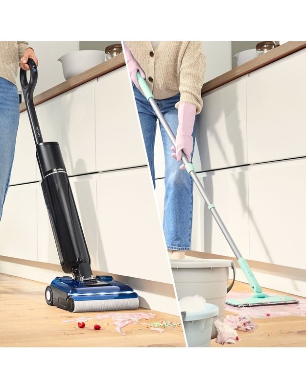 Bosch BHF61BM Serie 6 OneFlow grindų plovimo siurblys, 24 000 Pa, automatinis ploviklio dozavimas, 180° konstrukcija