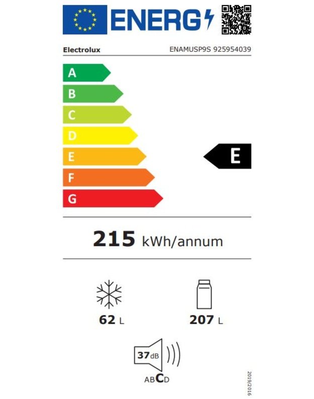 Electrolux ENAMUSP9S 700 AI CoolAssist® įmontuojamas šaldytuvas su šaldikliu, TwinTech® No Frost, MultiSpace, Cooling 360°, E klasė