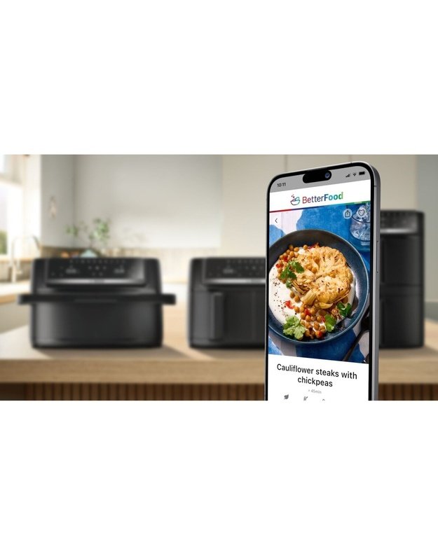 Bosch MAFD661B4 Serie 6 Double Stack karšto oro gruzdintuvė, 12 l, 2800 W, 2 × 6 l, SYNC, MATCH, 230 °C