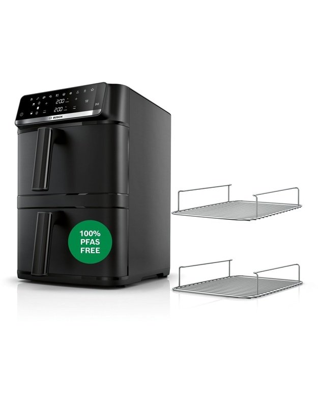 Bosch MAFD661B4 Serie 6 Double Stack karšto oro gruzdintuvė, 12 l, 2800 W, 2 × 6 l, SYNC, MATCH, 230 °C