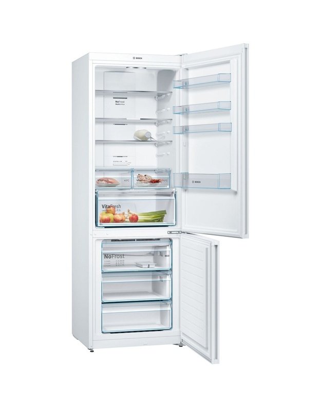 Bosch KGN493WDA Serie 4 šaldytuvas su šaldikliu, 203 × 70 cm, 438 l, Total NoFrost, VitaFresh, D klasė, baltas