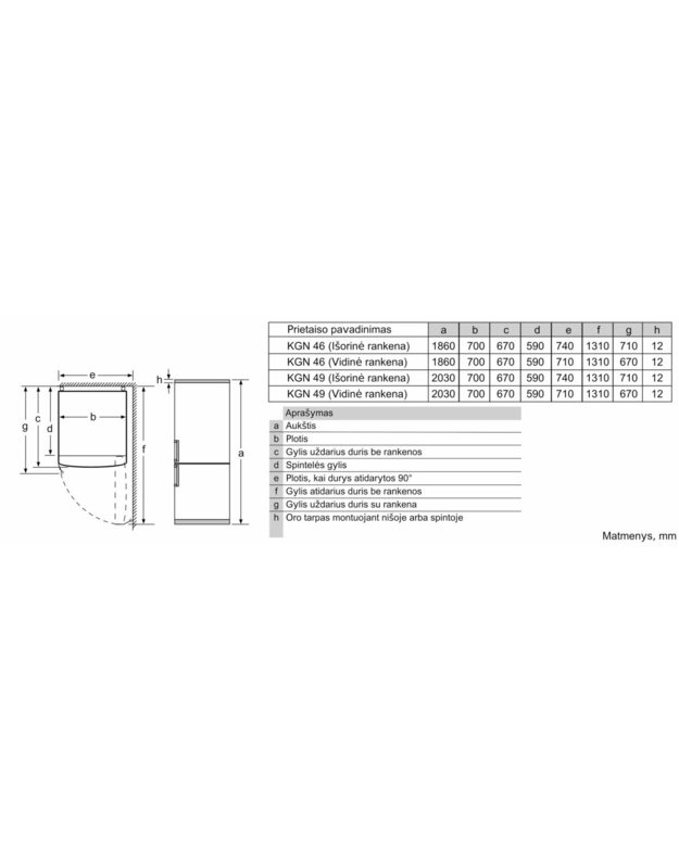 Bosch KGN493WDA Serie 4 šaldytuvas su šaldikliu, 203 × 70 cm, 438 l, Total NoFrost, VitaFresh, D klasė, baltas