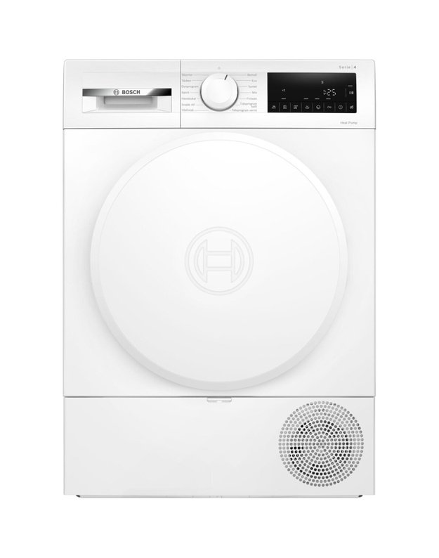 Bosch WQA23200SN Serie 4 džiovyklė su šilumos siurbliu, 8 kg, AutoDry, 40 min. programa, D klasė