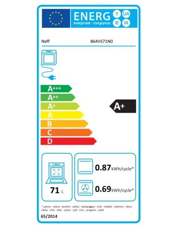NEFF B64VS71N0 N 90 įmontuojama orkaitė su Vario Steam, 71 l, Slide & Hide, Air Fry, pirolizė, Home Connect, A+