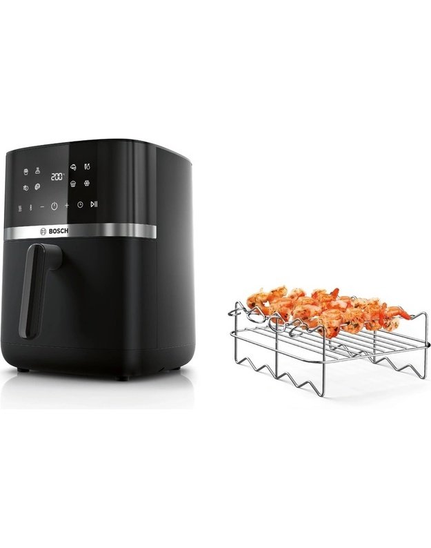 Bosch MAF462B1 Serie 4 karšto oro gruzdintuvė, 6,1 l, 2050 W, Dual Heating, 40–200 °C, grilio rinkinys, juoda