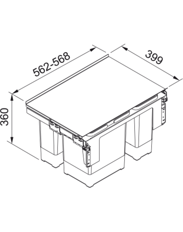 Šiukšliadėžė FRANKE, Sorter Garbo, 60-3, 18l.+12l.+8l, 121.0200.680