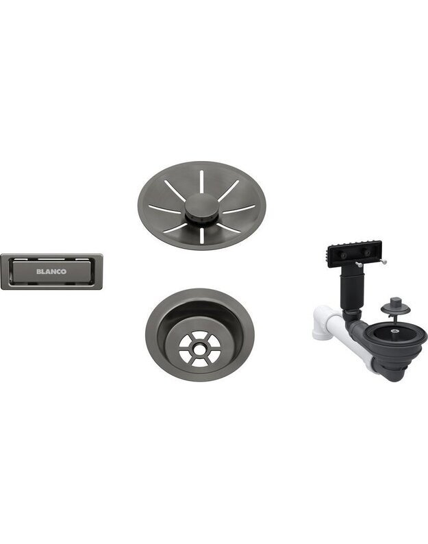 Dugno vožtuvo ir nuotekų rinkinys Blanco, satin dark steel, 207424
