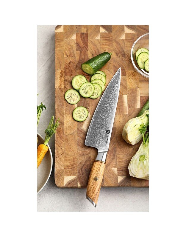 Damasko plieno peilis Kamazaki Chef knife KZ37KN, 22 cm, NEMOKAMAS PRISTATYMAS! 3