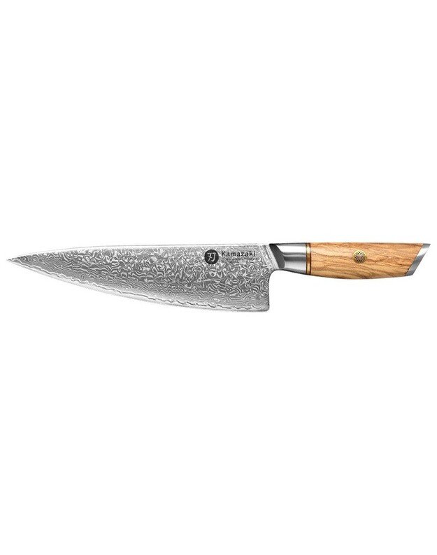 Damasko plieno peilis Kamazaki Chef knife KZ37KN, 22 cm, NEMOKAMAS PRISTATYMAS!