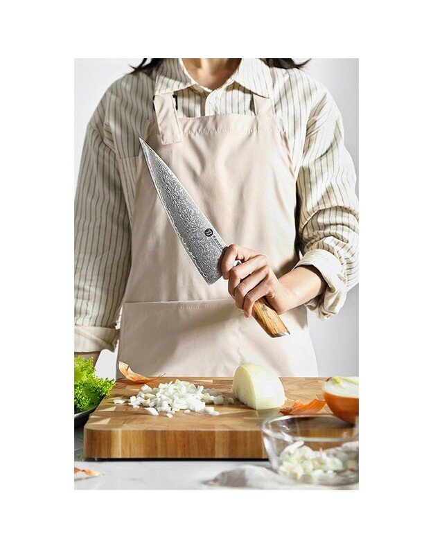 Damasko plieno peilis Kamazaki Chef knife KZ37KN, 22 cm, NEMOKAMAS PRISTATYMAS! 2