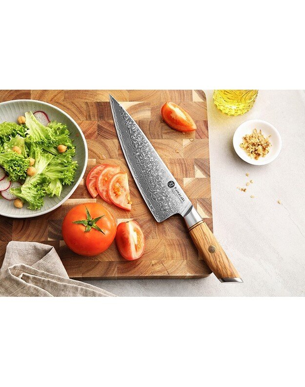 Damasko plieno peilis Kamazaki Chef knife KZ37KN, 22 cm, NEMOKAMAS PRISTATYMAS! 1