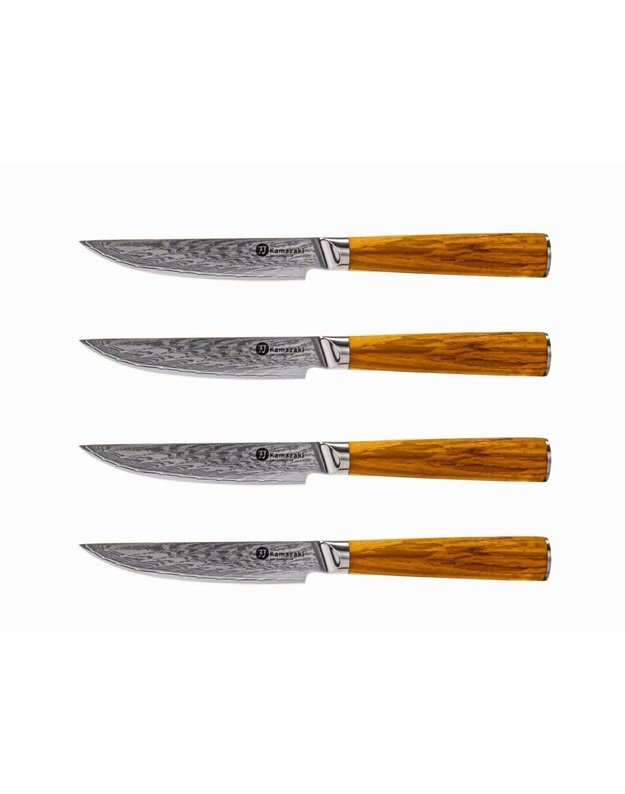 Damasko plieno peilių rinkinys kepsniams KAMAZAKI KZI001SET