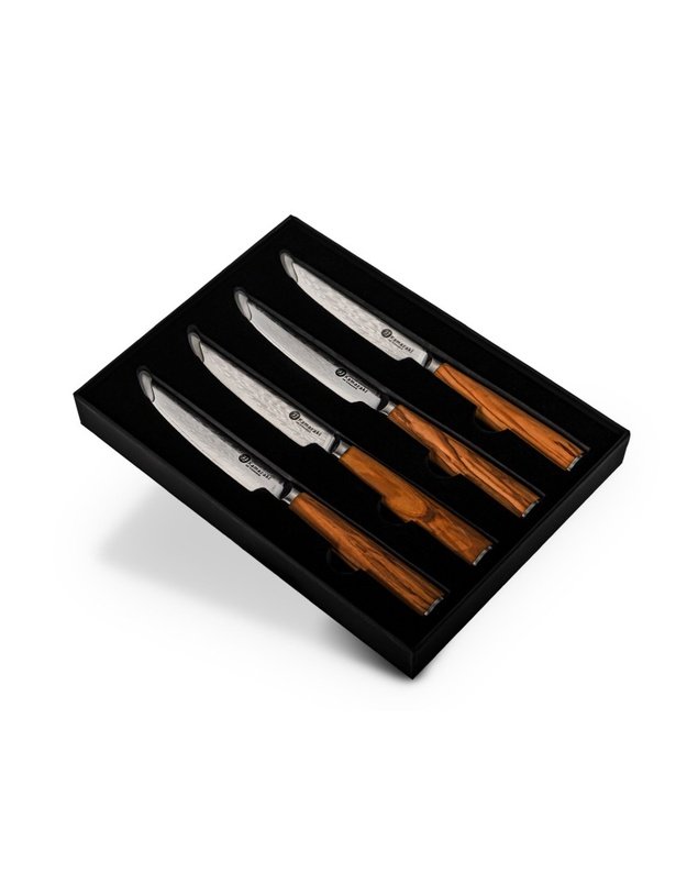 Damasko plieno peilių rinkinys kepsniams KAMAZAKI KZI001SET