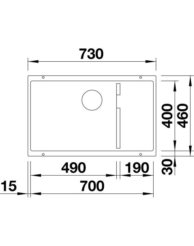  Plautuvės Blanco SUBLINE 700-U LEVEL su koštuvu komplekte, juoda, 526003