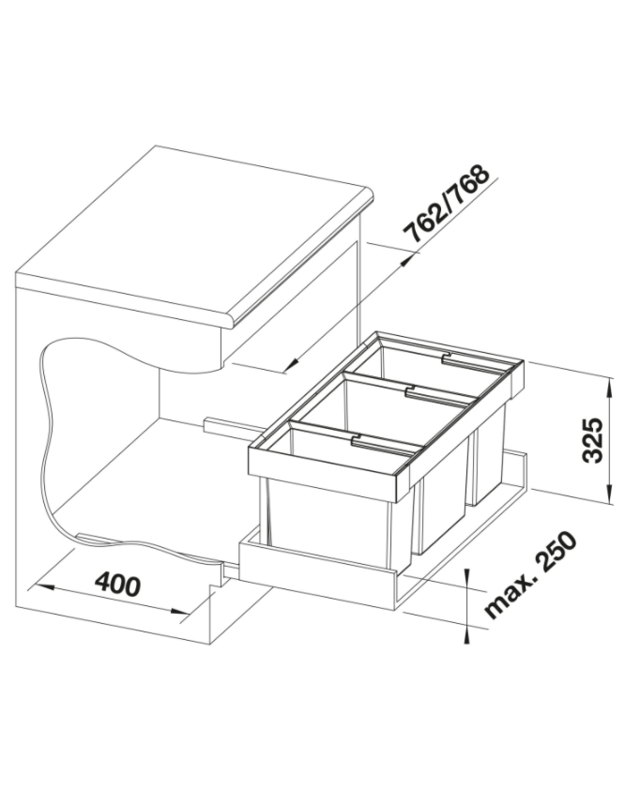 Atliekų rūšiavimo sistema Blanco FLEXON II Low 80/3, 525221