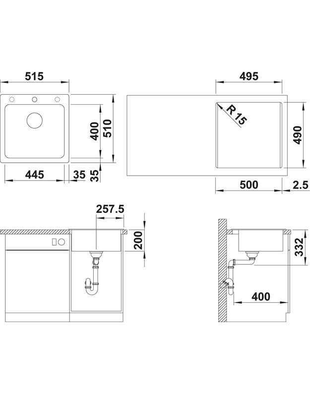 Plautuvė Blanco NAYA 5 526580, akmens pilka