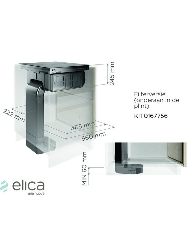 Gartraukio priedas ELICA Recycling kit plinth-in for Nikolatesla FIT / FIT 3Z / FIT XL / PRIME S