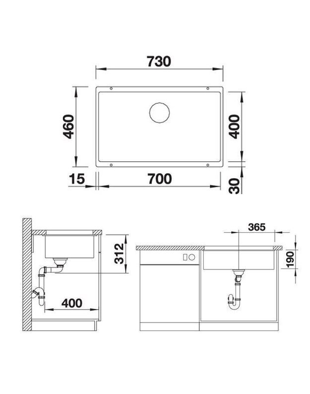  Plautuvės Blanco SUBLINE 700-U, antracito, 523442