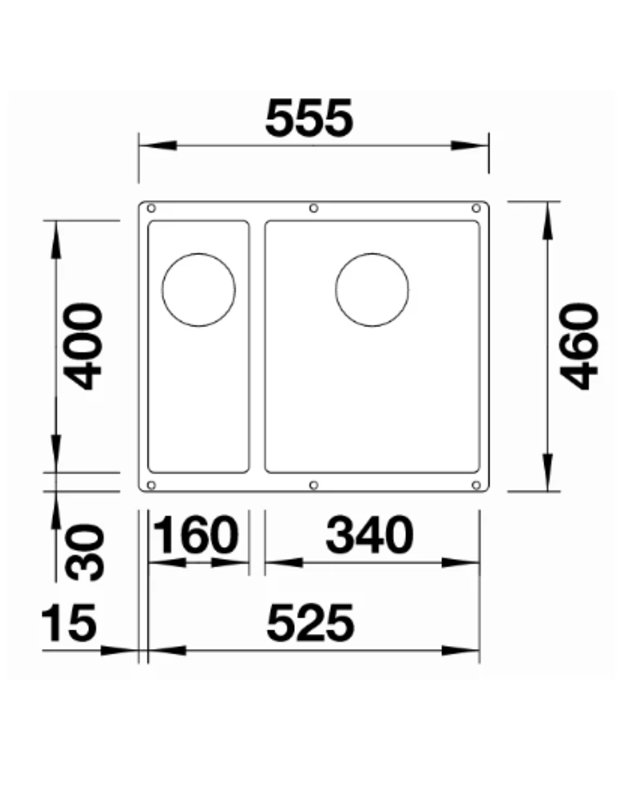 Plautuvė BLANCO SUBLINE 340/160-U akmens pilka, 523549, pagrindinis dubuo kairėje